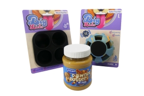 Rubber Treat Ball & Silicone Tray - Blue & Orange with Pawnut Butter Bundle