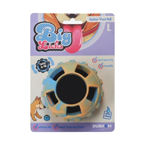 Rubber Treat Ball Blue & Orange