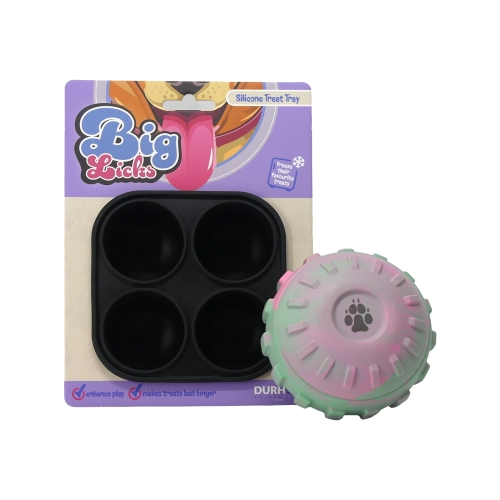 Rubber Treat Ball & Silicone Tray Bundle - Pink & Green