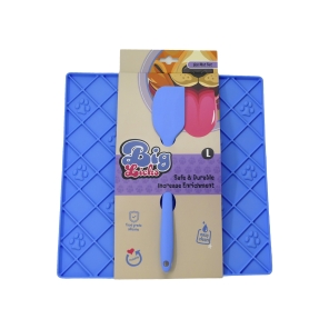 Big Licks Mat With Serving Spoon - Large (300mm x 300mm) Blue
